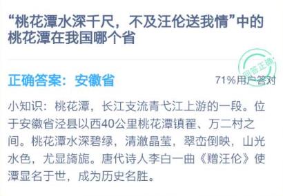 桃花潭水深千尺不及汪伦送我情中的桃花潭在我国哪个省 蚂蚁庄园12月14日答案[多图]